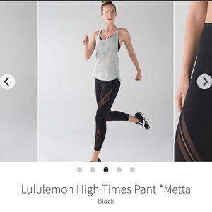 lululemon athletica high times black Mesh Detail Leggings size 2🖤🖤🖤